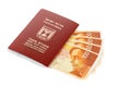 An Israeli travel document, a laissez-passer, costs Israeli shekels. migration journey concept Royalty Free Stock Photo