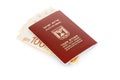 An Israeli travel document, a laissez-passer, costs Israeli shekels. migration journey concept Royalty Free Stock Photo