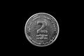 Israeli Two Shekel Coin Isolated On Black Royalty Free Stock Photo