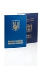 Israeli and Ukrainian foreign passports isolated on white background. Close-up Royalty Free Stock Photo