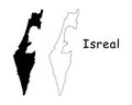 Israel Country Map. Black silhouette and outline isolated on white background. EPS Vector