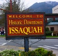 Issaquah Washington Historic Downtown District sign Royalty Free Stock Photo