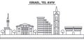 Istael, Tel Aviv architecture line skyline illustration. Linear vector cityscape with famous landmarks, city sights