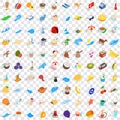 100 istambul icons set, isometric 3d style