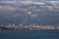 Istambul -Turkey, Rainbow and clouds. Shooting from Bosphorus strait. Royalty Free Stock Photo