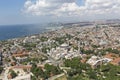 Istanbul aerial photo. View of from helicopter ; Historic Peninsula, Hagia Sophia, Blue Mosque Royalty Free Stock Photo