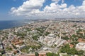 Istanbul aerial photo. View of from helicopter ; Historic Peninsula, Hagia Sophia, Blue Mosque Royalty Free Stock Photo