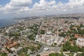 Istanbul aerial photo. View of from helicopter ; Historic Peninsula, Hagia Sophia, Blue Mosque Royalty Free Stock Photo