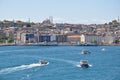 Istanbul aerial view to city, Blue Mosque and Hagia Sophia Mosque