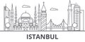 Istanbul architecture line skyline illustration. Linear vector cityscape with famous landmarks, city sights, design Royalty Free Stock Photo