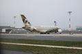 Istanbul Ataturk Airport. The plane is parked