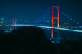 Istanbul background photo. Bosphorus Bridge at night. Royalty Free Stock Photo