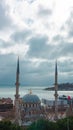 Istanbul background photo. Nusretiye Mosque and Galataport from Cihangir. Royalty Free Stock Photo