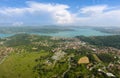 Istanbul bosphorus aerial view with drone