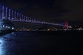 Istanbul Bosphorus Bridge night long exposure. July 15 Martyrs Bridge Royalty Free Stock Photo