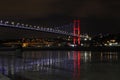 Istanbul Bosphorus Bridge night long exposure. July 15 Martyrs Bridge Royalty Free Stock Photo