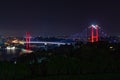 Istanbul Bosphorus Bridge at night. New Name: 15th July Martyrs Bridge