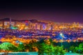 Istanbul Bosphorus Bridge at night. Night view from Camlica Hill. Istanbul, Turkey. Royalty Free Stock Photo