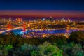 Istanbul Bosphorus Bridge at night. Night view from Camlica Hill. Istanbul, Turkey. Royalty Free Stock Photo