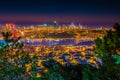 Istanbul Bosphorus Bridge at night. Night view from Camlica Hill. Istanbul, Turkey. Royalty Free Stock Photo