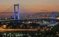 Istanbul Bosphorus Bridge and night view. Royalty Free Stock Photo