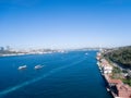 Istanbul bosporus and 15 Temmuz sehitler bridge with asia and europue side buildings