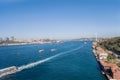Istanbul bosporus and 15 Temmuz sehitler bridge with asia and europue side buildings