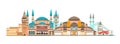 Istanbul City colorful skyline vector illustration. Panoramic of Istanbul