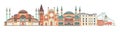 Istanbul City colorful skyline vector illustration. Panoramic of Istanbul,
