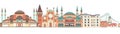 Istanbul City colorful skyline vector seamless pattern Royalty Free Stock Photo