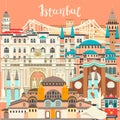 Istanbul City colorful vector card. Famous Istanbul building Royalty Free Stock Photo