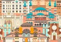 Istanbul City colorful vector seamless pattern. Famous Istanbul building Royalty Free Stock Photo