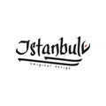 Istanbul city name, black ink hand written inscription, typography design for poster, card, logo, poster, banner, tag