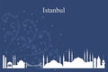 Istanbul city skyline silhouette on blue background