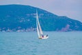 Sailing yacht and Heybeliada island Marmara Sea Turkey