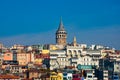 Istanbul city view. Karakoy quarter, Beyoglu district. Galata tower
