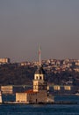 Istanbul cityscape and Maiden`s Tower or Leander`s Tower KÃÂ±z Kulesi view Royalty Free Stock Photo