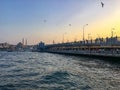 Istanbul cityscape at sunset, Turkey Royalty Free Stock Photo