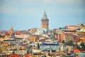 Istanbul cityscape in Turkey with Galata Kulesi Tower. Ancient Turkish famous landmark in Beyoglu district, European side of city Royalty Free Stock Photo