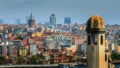 Istanbul cityscape in Turkey with Galata Tower, 14th-century city landmark in the middle Royalty Free Stock Photo