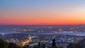 Istanbul classical night skyline scenery day to night timelapse, view over Bosporus channel. Royalty Free Stock Photo