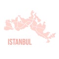 Istanbul Constantinopol map silhouette administrative division, vector map isolated on white background. boundary map with streets Royalty Free Stock Photo