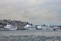 Cruise liners on the Bosporous Istanbul