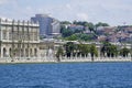 Istanbul Dolmabahce Palace overlooks Bosphorus waterfront Royalty Free Stock Photo