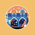 Istanbul Egypt Bazaar Travel Icon in Circle