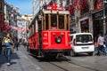 Istanbul famous touristic line. Red tram Taksim-Tunel.