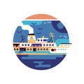 Istanbul Ferry Steam Boat Flat Circle Icon