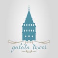 istanbul galata tower logo, icon and symbol vector illustration