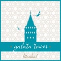 istanbul galata tower logo, icon and symbol vector illustration