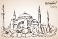 Istanbul Hadia Sophia museum - Ayasofya. Turkey. Sketch.